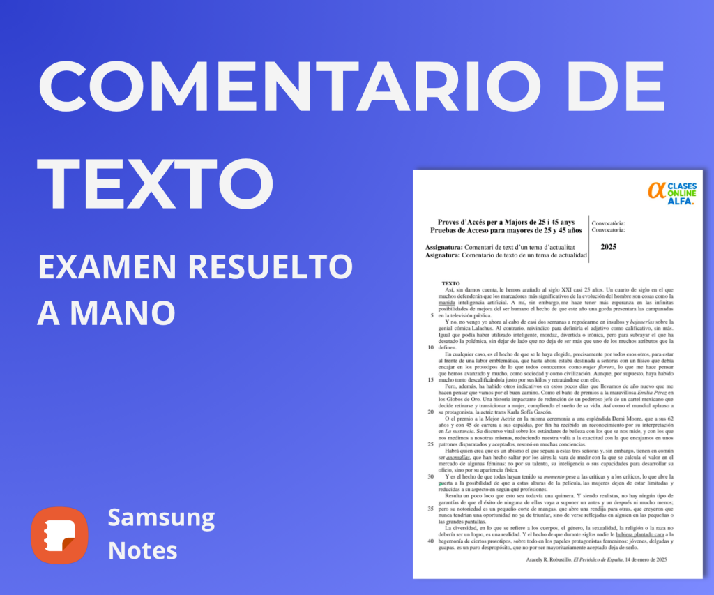 Guía Comentario de Texto PAU +25 Comunidad Valenciana